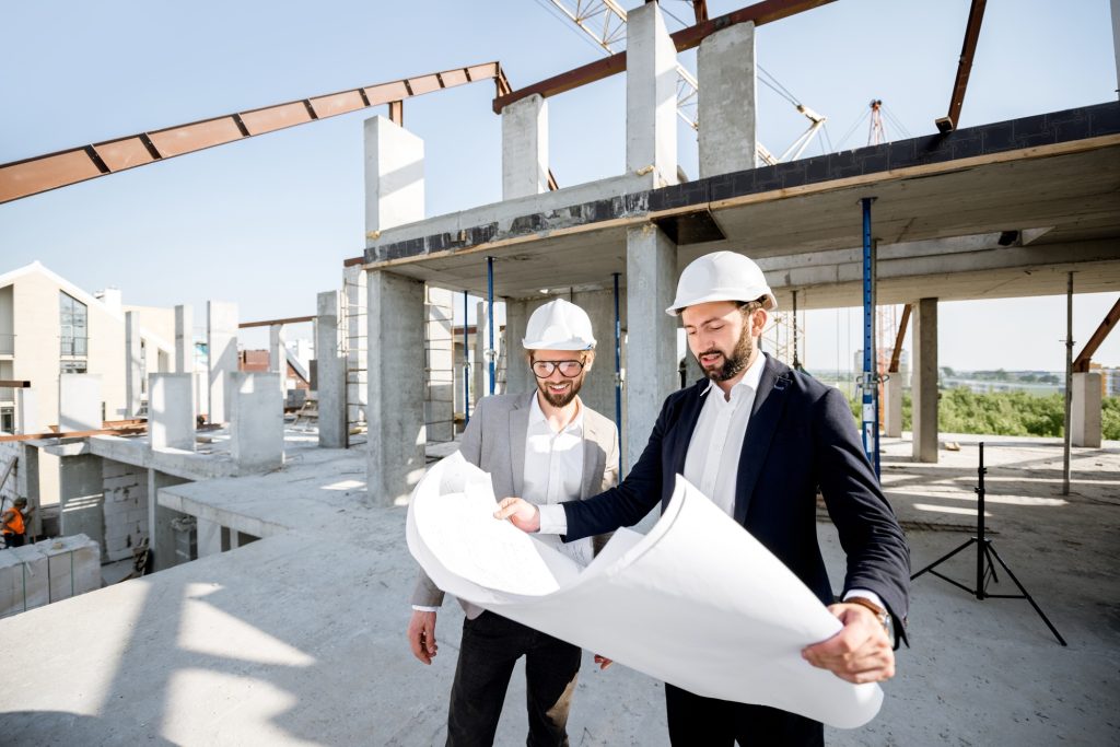 Business people on the structure