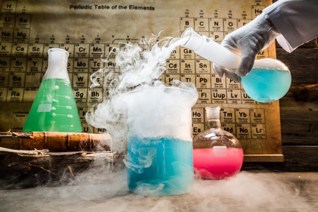 University chemical lab with books